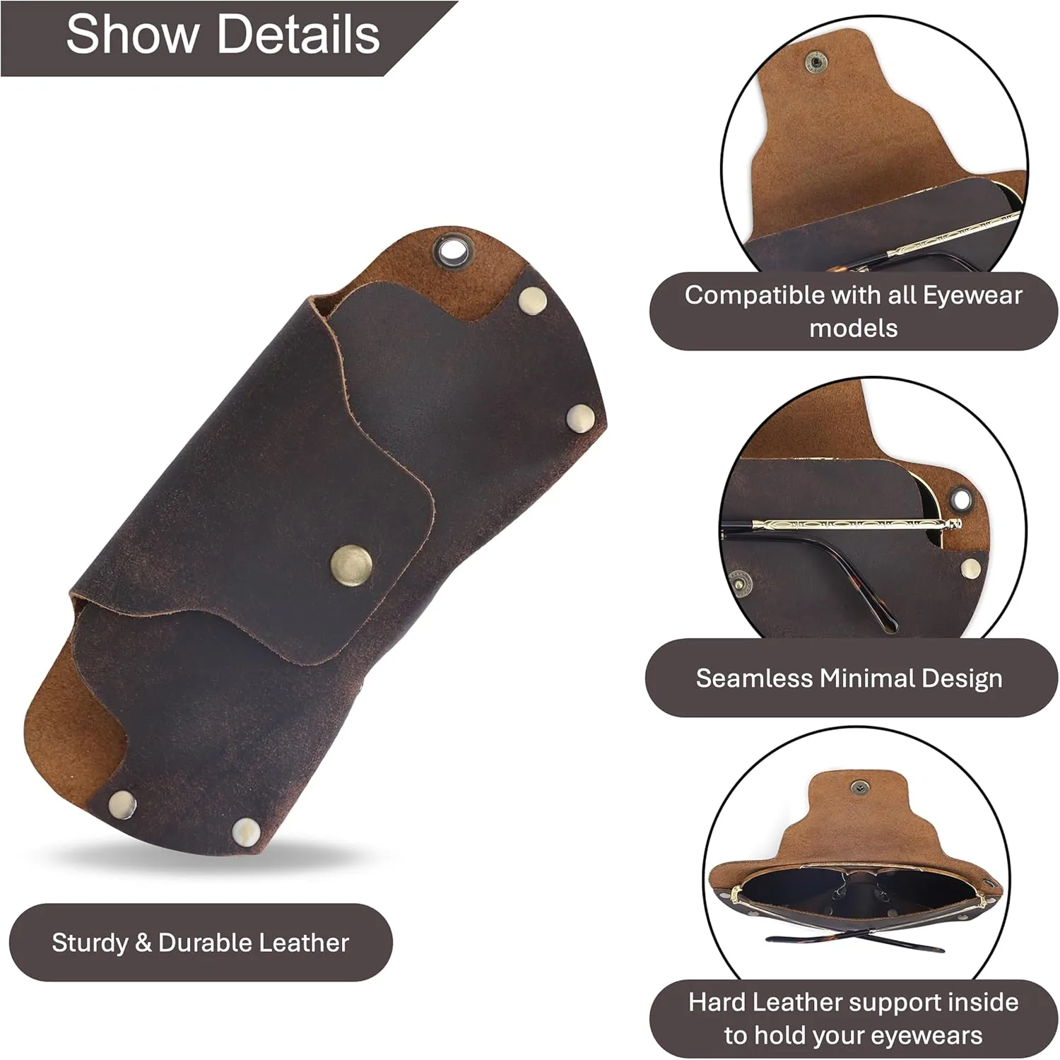 Sunglasses Cases Leather Eyeglass Pouch with Lanyard Portable Soft Eye Glass Case Sunglass Storage Box