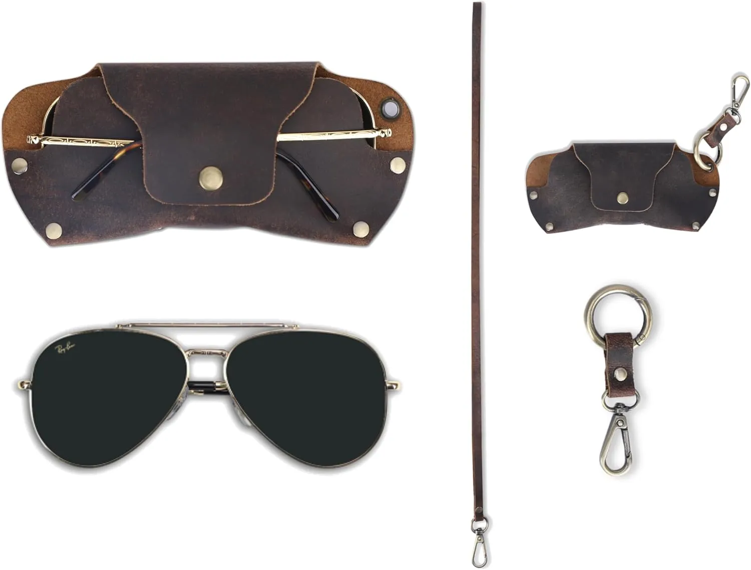 Sunglasses Cases Leather Eyeglass Pouch with Lanyard Portable Soft Eye Glass Case Sunglass Storage Box