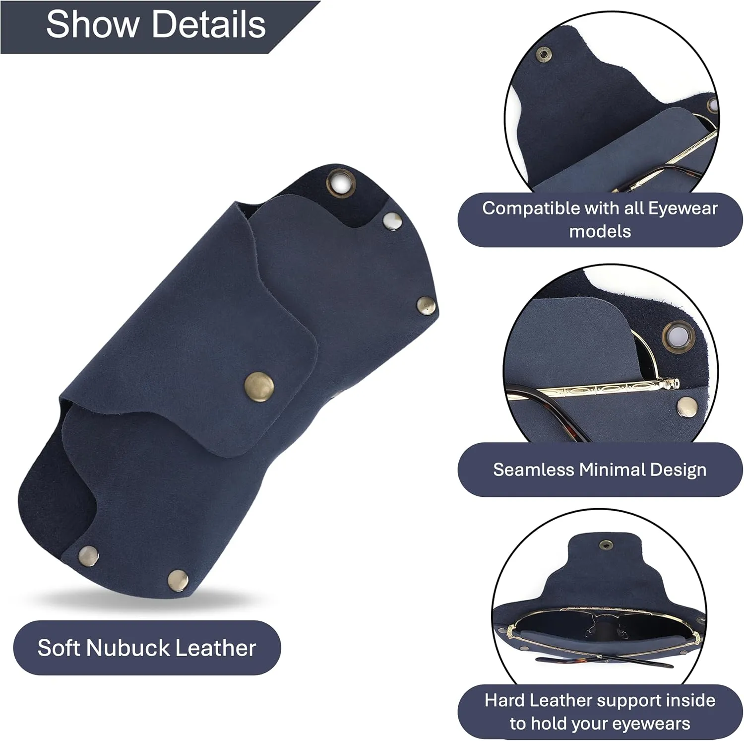 Sunglasses Cases Leather Eyeglass Pouch with Lanyard Portable Soft Eye Glass Case Sunglass Storage Box