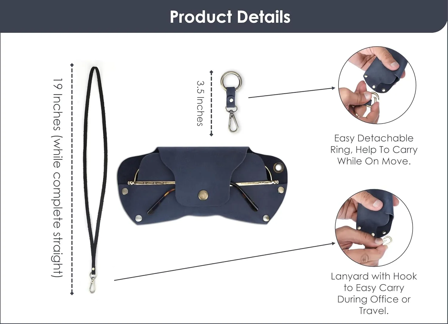 Sunglasses Cases Leather Eyeglass Pouch with Lanyard Portable Soft Eye Glass Case Sunglass Storage Box