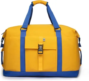 SUNNY BIRD Duffel with Utility Pouch, 40L Weekender Overnight Bag with Shoe Compartment for Travel and Sports (Yellow and blue)