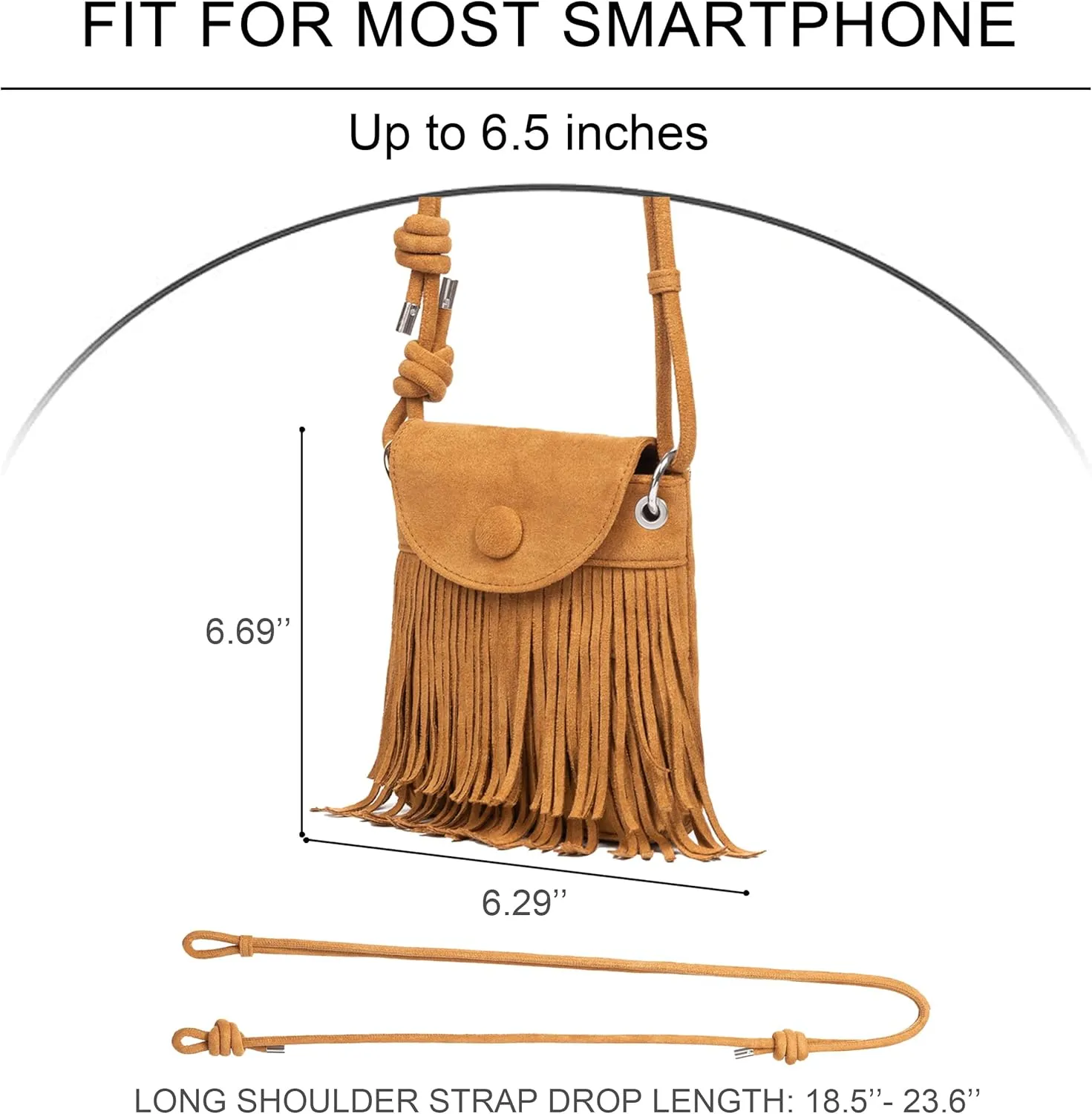 Sunwel Fashion Mini Fringe Purse Small Phone Bags for Women Western Cell Phone Wallet with Zipper Pockets