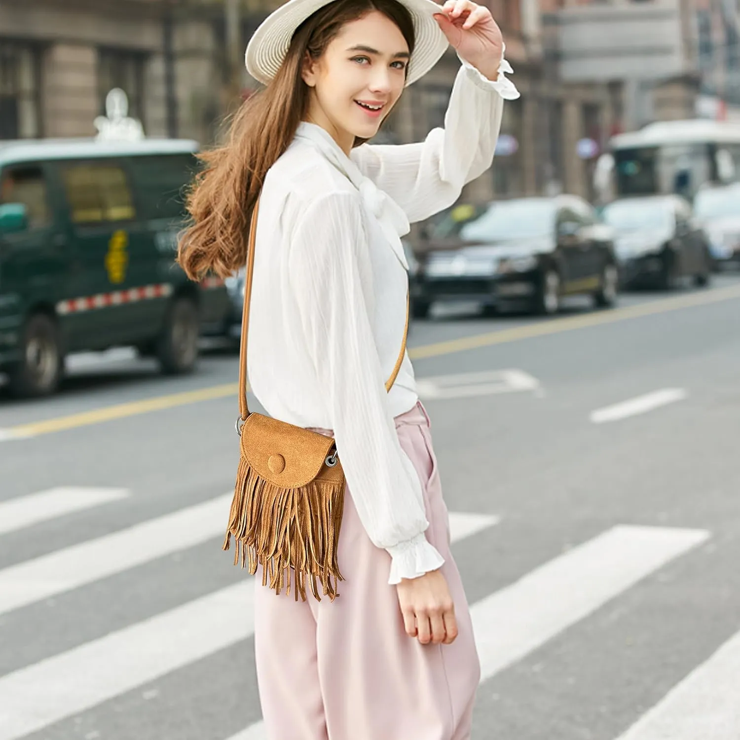 Sunwel Fashion Mini Fringe Purse Small Phone Bags for Women Western Cell Phone Wallet with Zipper Pockets