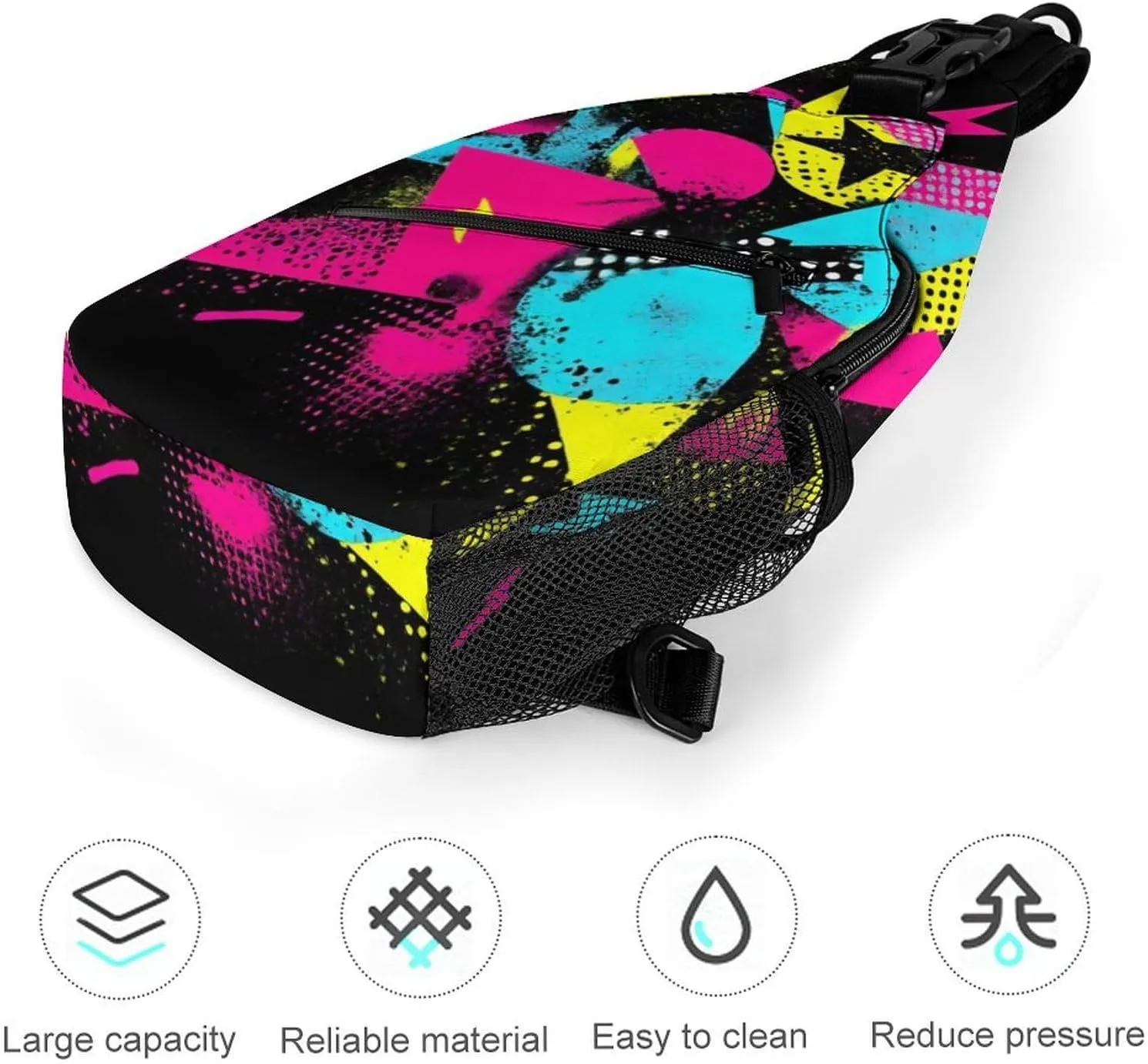 Supdreamc Men & Women Gym Bags Sack Daypack Outdoor Backpack, Colorful Black Geometric Stripes 80S 90S Style Sling Bag Backpack Bag for Business Travel Hiking - Unbalance Camera Case