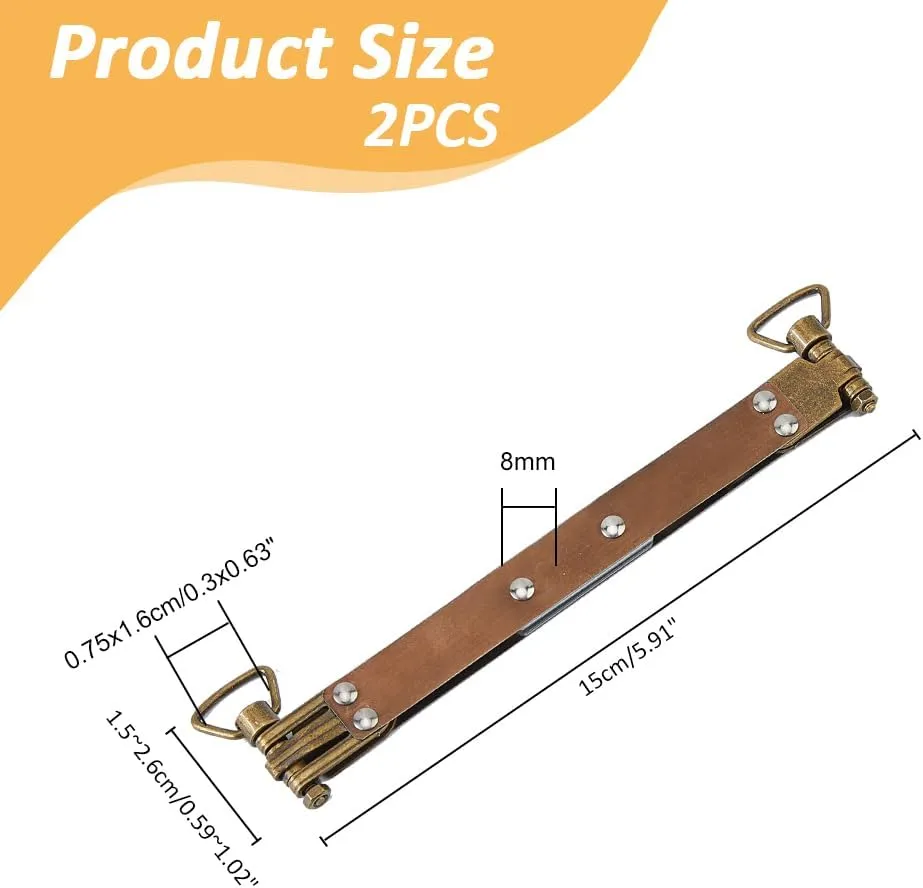 SUPERFINDINGS 2PCS 5.9" Metal Internal Flex Frames with Loop Iron Purse Frame Coin Handbag Hinges Kiss Clasp Spring Clip Hook for Wallet Bag DIY Craft Sewing Purse Making