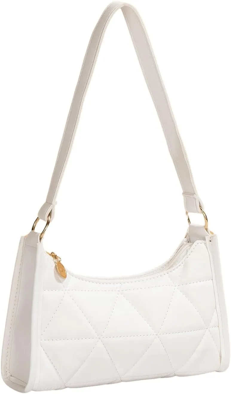 SweatyRocks Women's Geometric Quilted Handbag Minimalist Square Bags Clutch Purse Solid Shoulder Handbags