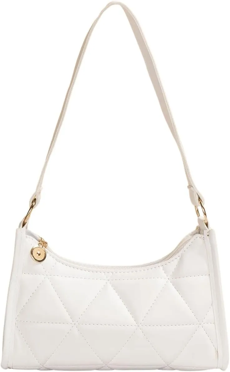 SweatyRocks Women's Geometric Quilted Handbag Minimalist Square Bags Clutch Purse Solid Shoulder Handbags