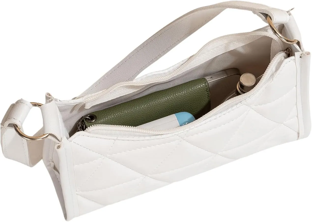 SweatyRocks Women's Geometric Quilted Handbag Minimalist Square Bags Clutch Purse Solid Shoulder Handbags