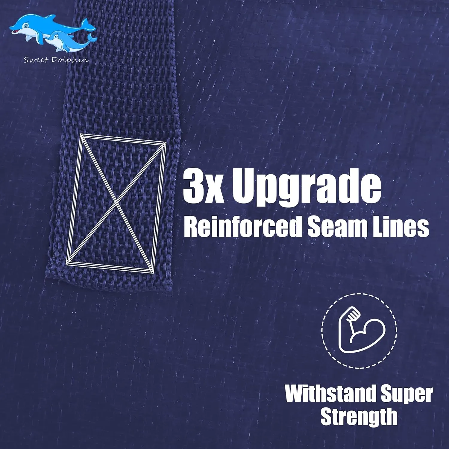 SWEET DOLPHIN 12 Pack Extra Large Moving Bags with Strong Zippers & Carrying Handles, Heavy Duty Storage Tote for Space Saving Moving Storage, Fold Flat, Alternative to Moving Box (Navy Blue)