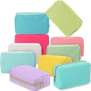 Sweetude 10 Pieces Nylon Makeup Bag Cosmetic Bags for Women Reusable Makeup Organizer Bag Cosmetic Travel Bag Big Capacity Toiletry Travel Organizer with Zipper (Macaron Color)
