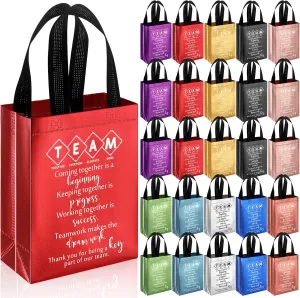 Sweetude Team Appreciation Gifts Bags Reusable with Handles Gift Bags Thank you gifts for Employee Coworker(10 Colors,25pcs)