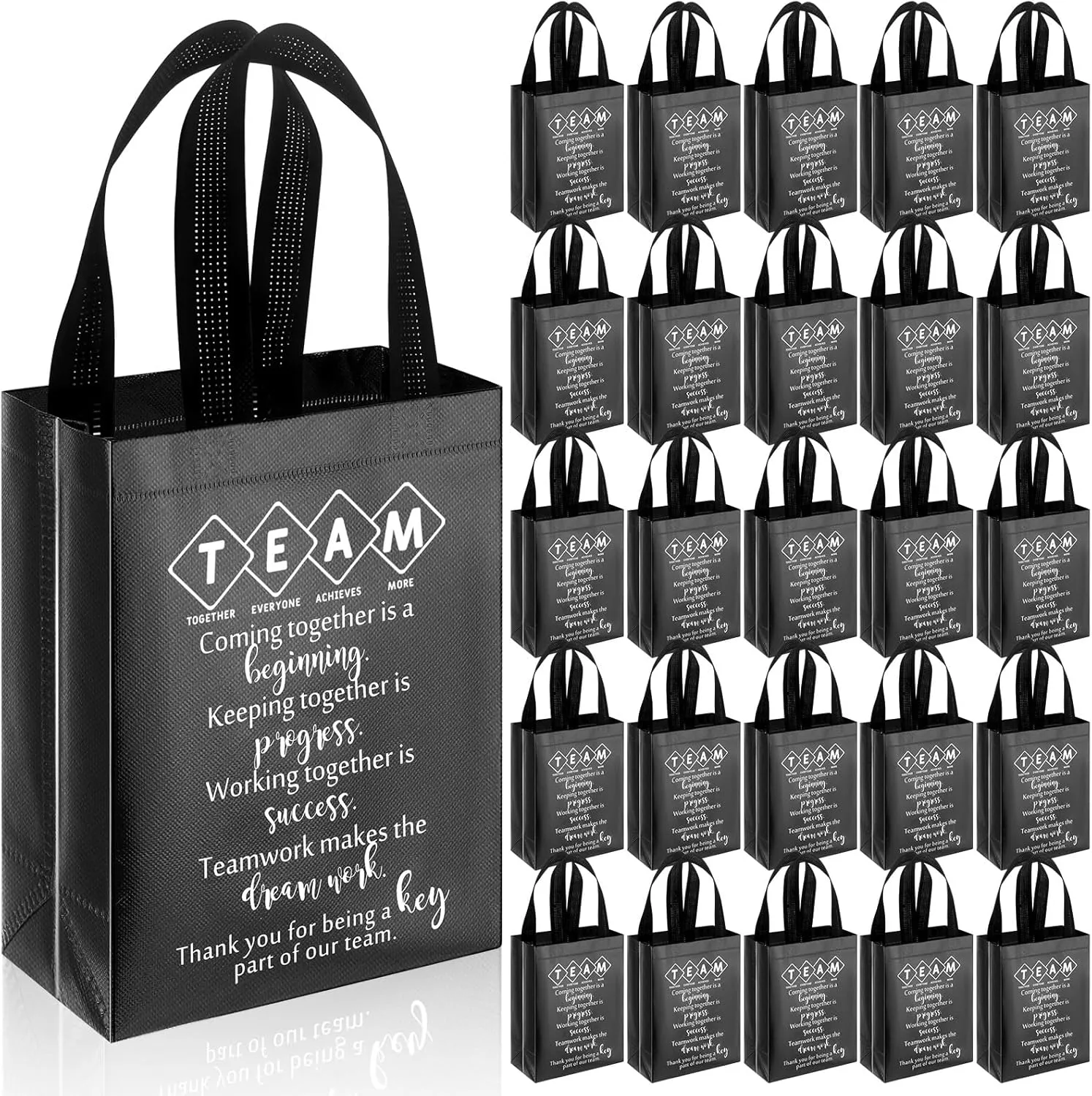 Sweetude Team Appreciation Gifts Bags Reusable with Handles Gift Bags Thank you gifts for Employee Coworker(Black,25 Pcs)