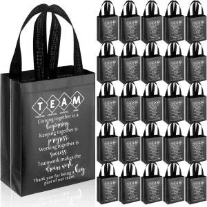 Sweetude Team Appreciation Gifts Bags Reusable with Handles Gift Bags Thank you gifts for Employee Coworker(Black,25 Pcs)