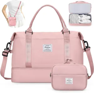 SYCNB Weekender Bags for Women,Personal Item Travel Bag with Shoes Compartment,Overnight Travel Duffel Bag with Separate Toiletry Bag&Mini Crossbody Bag,Gym Bag