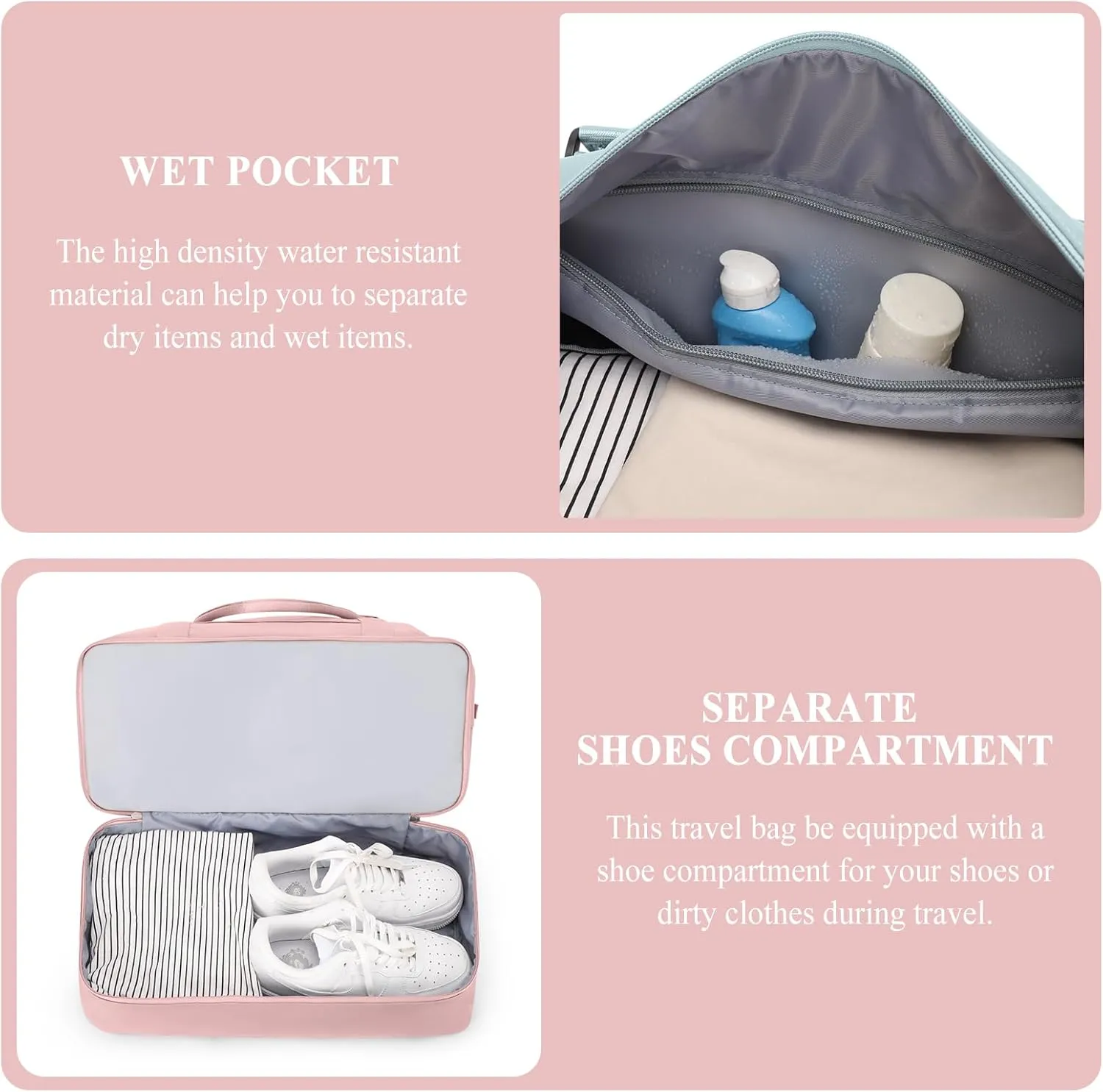 SYCNB Weekender Bags for Women,Personal Item Travel Bag with Shoes Compartment,Overnight Travel Duffel Bag with Separate Toiletry Bag&Mini Crossbody Bag,Gym Bag