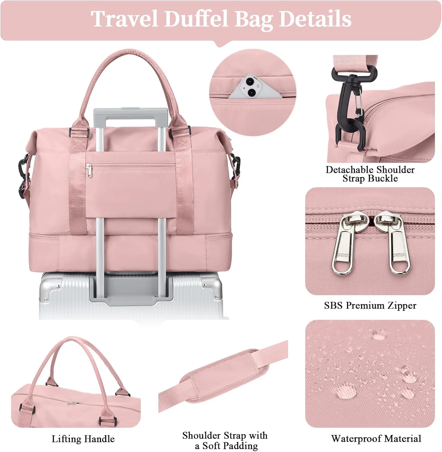 SYCNB Weekender Bags for Women,Personal Item Travel Bag with Shoes Compartment,Overnight Travel Duffel Bag with Separate Toiletry Bag&Mini Crossbody Bag,Gym Bag