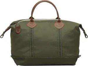 Tag&Crew Solid Signature 18 Oz. Heavy Canvas Leather Handle Weekender Duffle Bag with Detachable Shoulder Strap Used For Overnight Travel Business Trips Short Vacations - Olive