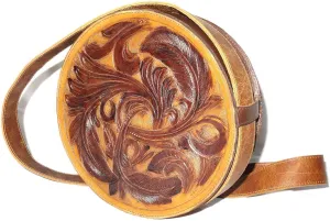 Tan Color Hand Tooled Leather Bag for Women, Genuine Leather Crossbody Bag, Leather Crossbody Purse, Women's Crossbody Handbags