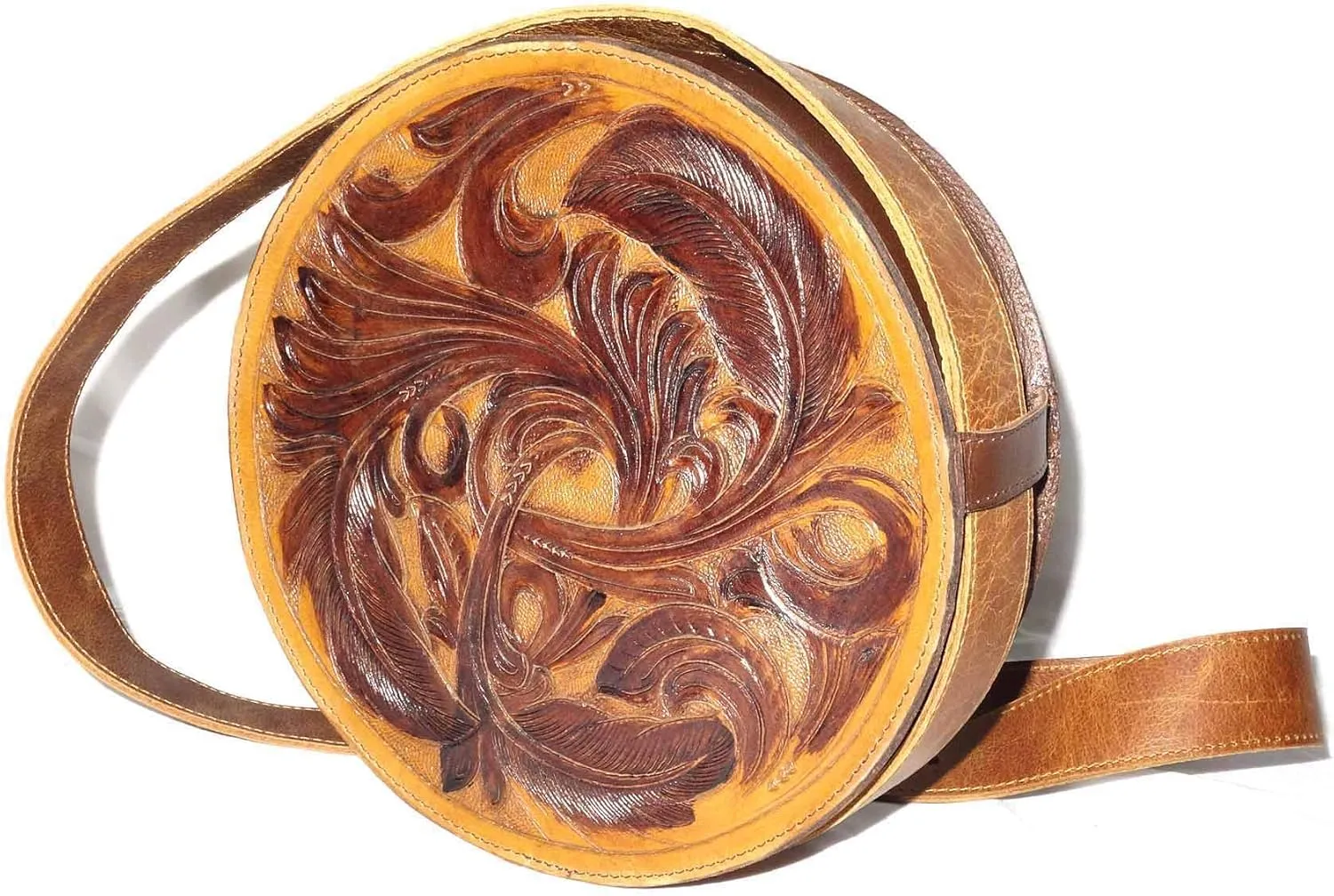 Tan Color Hand Tooled Leather Bag for Women, Genuine Leather Crossbody Bag, Leather Crossbody Purse, Women's Crossbody Handbags