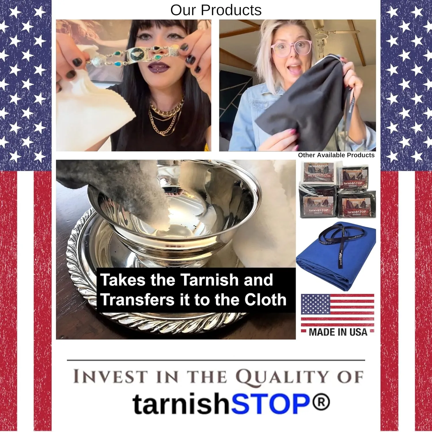 Tarnish STOP | USA Made| Luxury Anti-Tarnish Bag for Silver Storage | Quality Protection | Long 18"x6" | Tuxedo Black