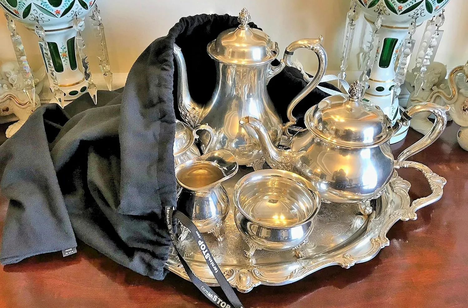 Tarnish STOP | USA Made| Luxury Anti-Tarnish Bag for Silver Storage | Quality Protection | Long 18"x6" | Tuxedo Black