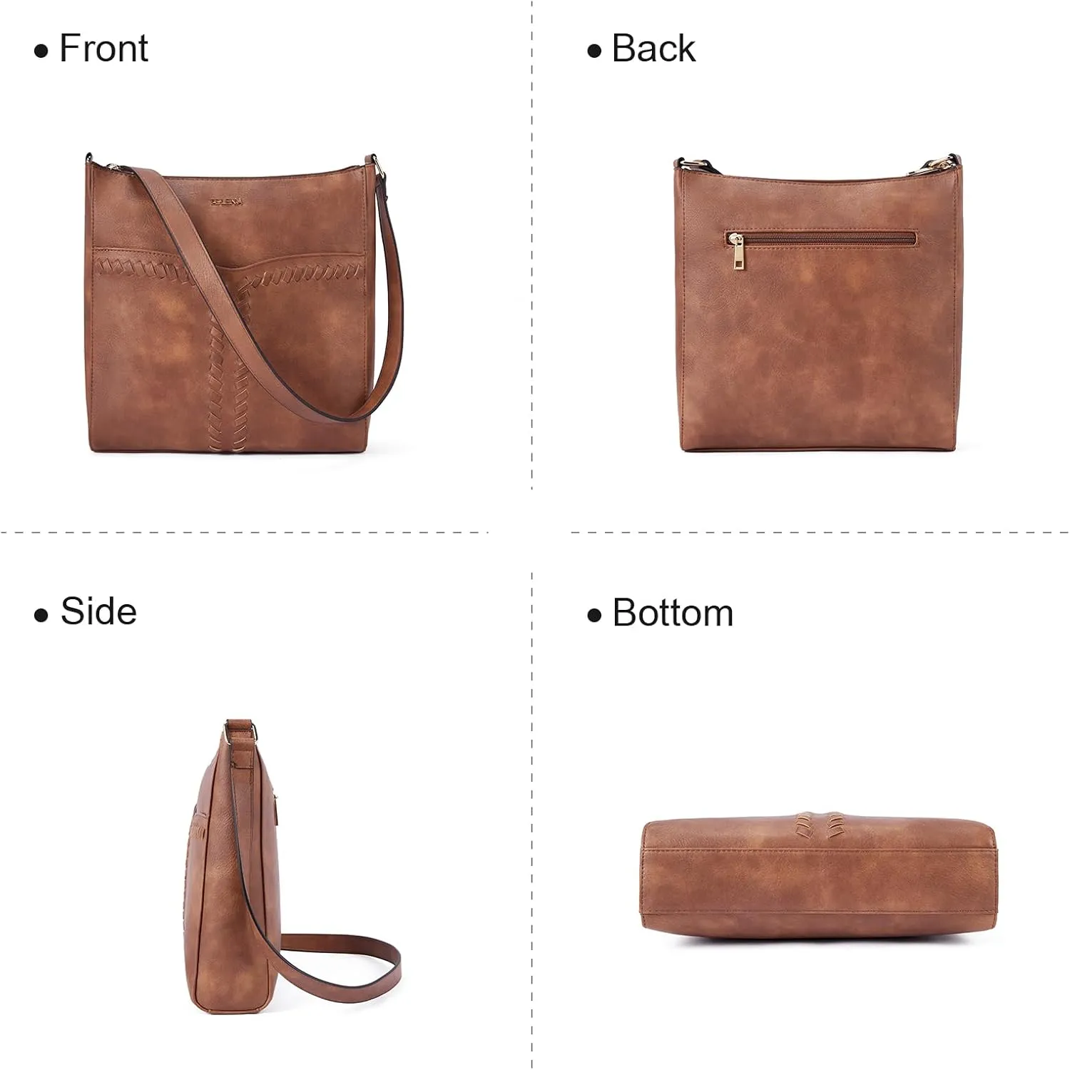 Telena Crossbody Purses for Women Trendy Vegan Leather Purses Bucket Hobo Bags Handbags with Adjustable Guitar Strap