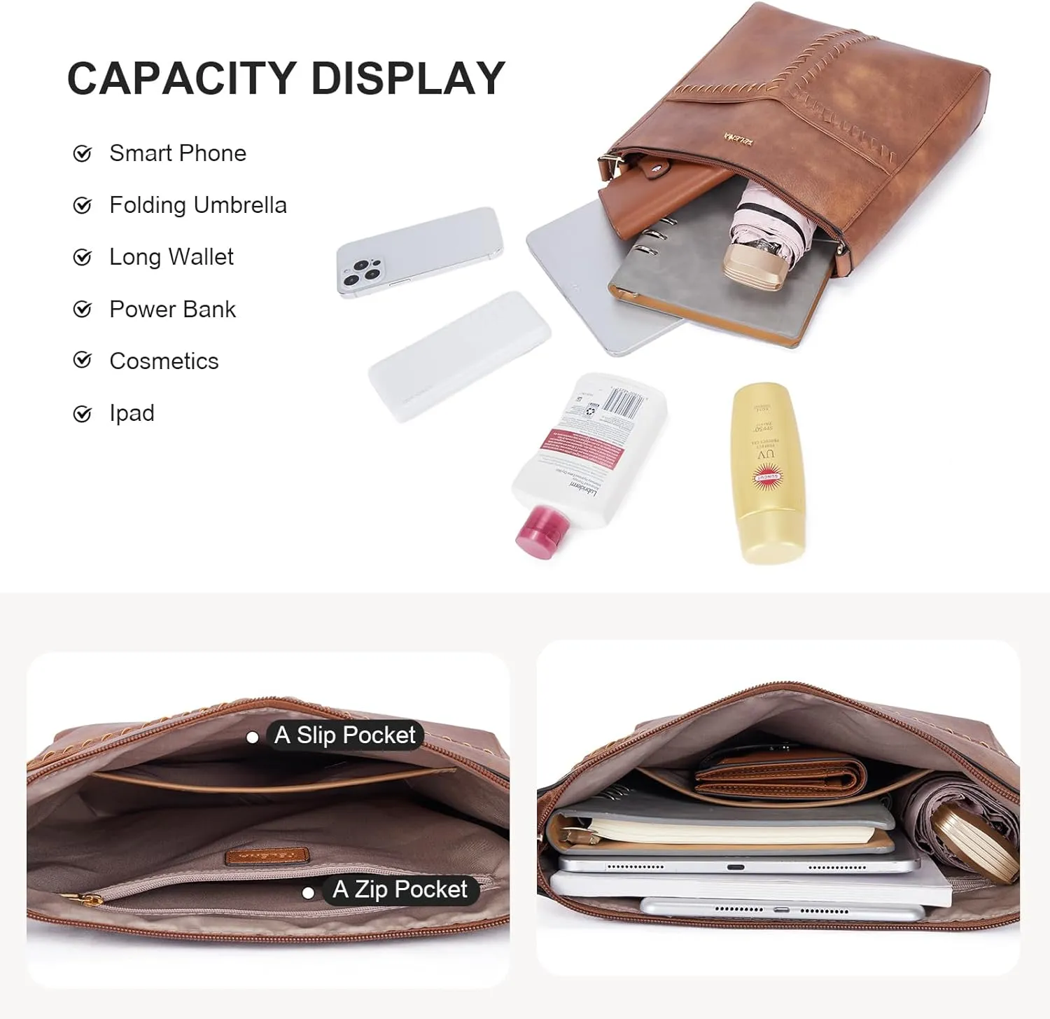Telena Crossbody Purses for Women Trendy Vegan Leather Purses Bucket Hobo Bags Handbags with Adjustable Guitar Strap