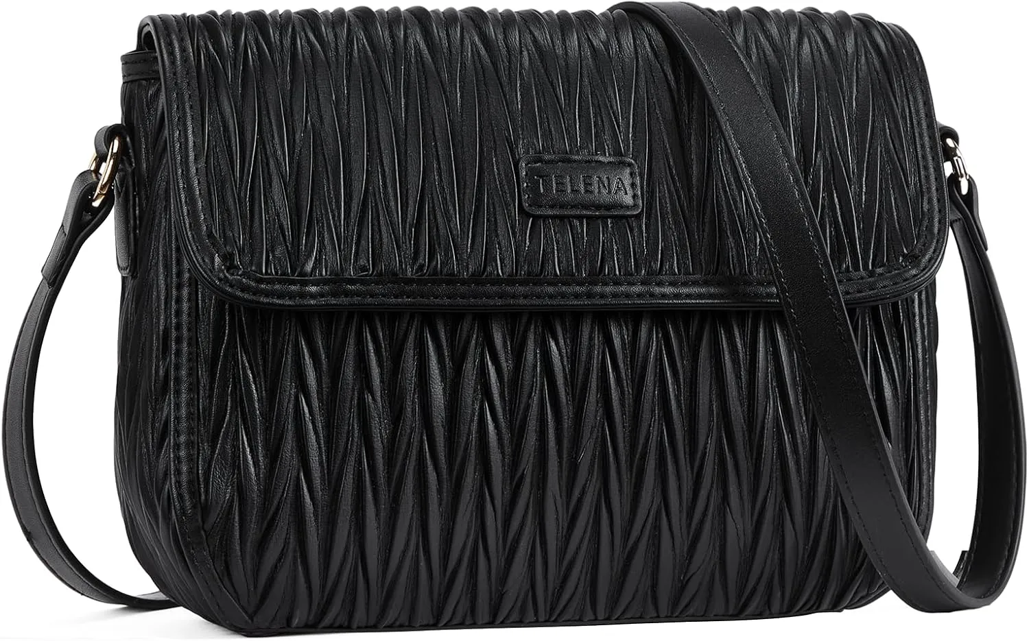 Telena Small Purses for Women Trendy Leather Crossbody Bags Ruched Shoulder Bag with Adjustable Strap