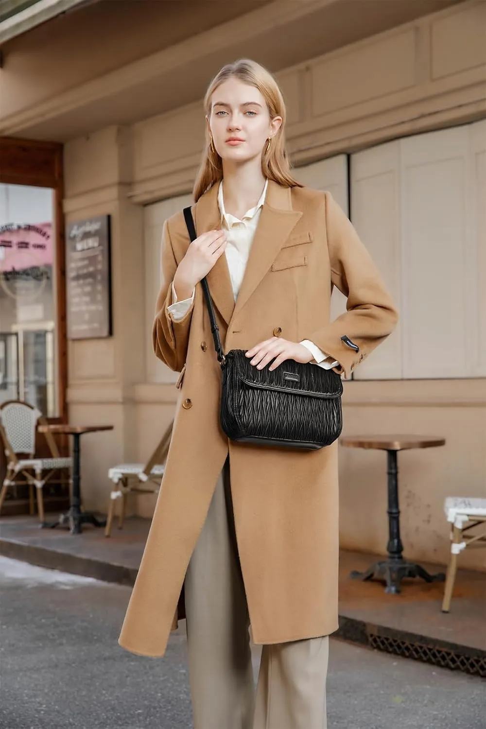 Telena Small Purses for Women Trendy Leather Crossbody Bags Ruched Shoulder Bag with Adjustable Strap