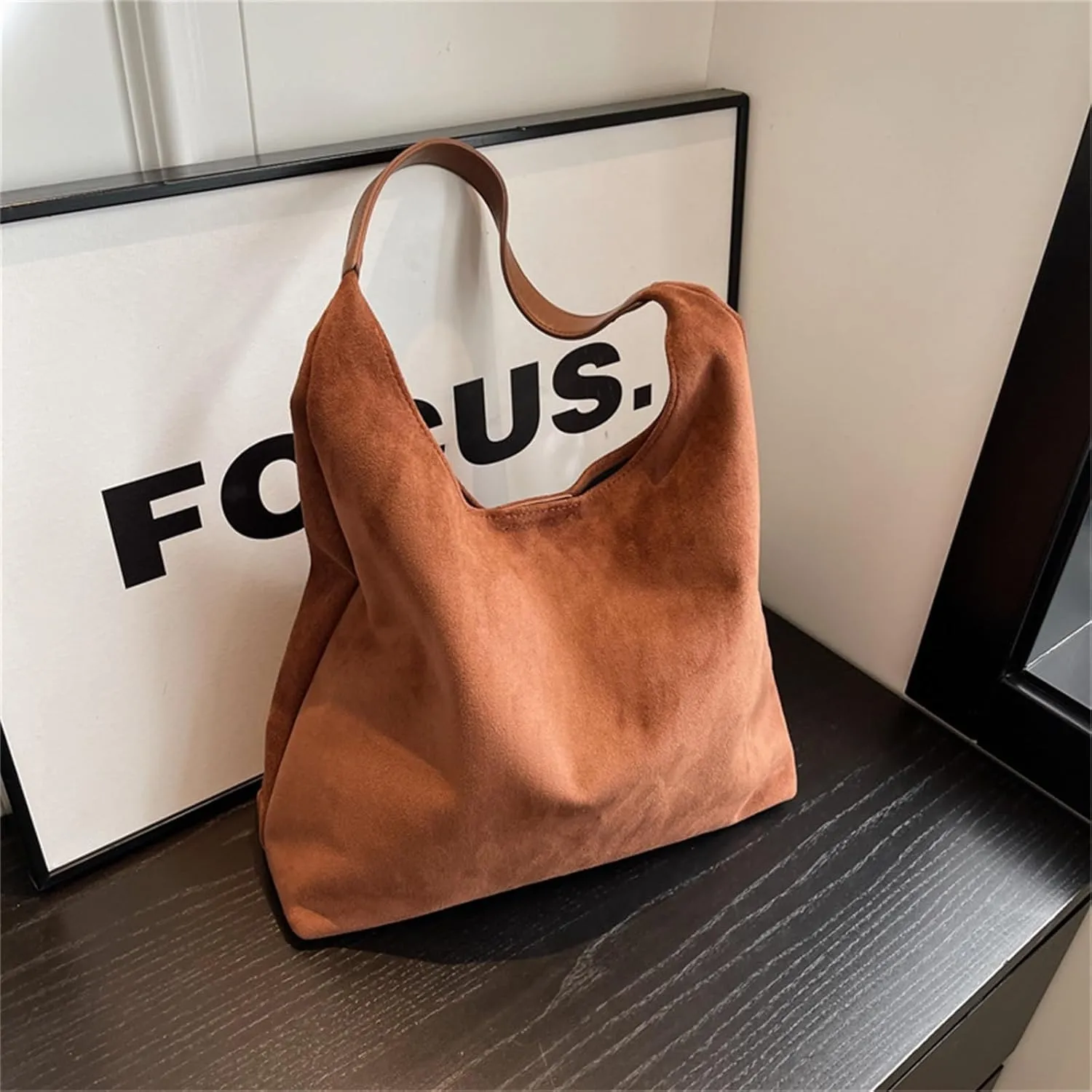 Tiaastaps Brown Tote Bag, Tiaastaps Suede Tote Bags For Women, Suitable for all Occasions, for Suede Bag