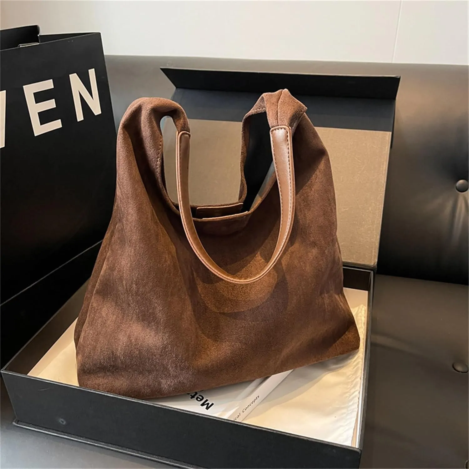 Tiaastaps Brown Tote Bag, Tiaastaps Suede Tote Bags For Women, Suitable for all Occasions, for Suede Bag