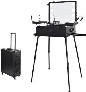 TIST Rolling Cosmetic Case Professional Makeup Case Makeup Trolley With Wheels Makeup Suitcase With Mirror Professional Cosmetic Organizer Case