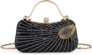 Tmore Beaded Purse Peacock Evening Bags for Women Formal with Bling Sequin Clutch Purse for Wedding Prom Party Handbag