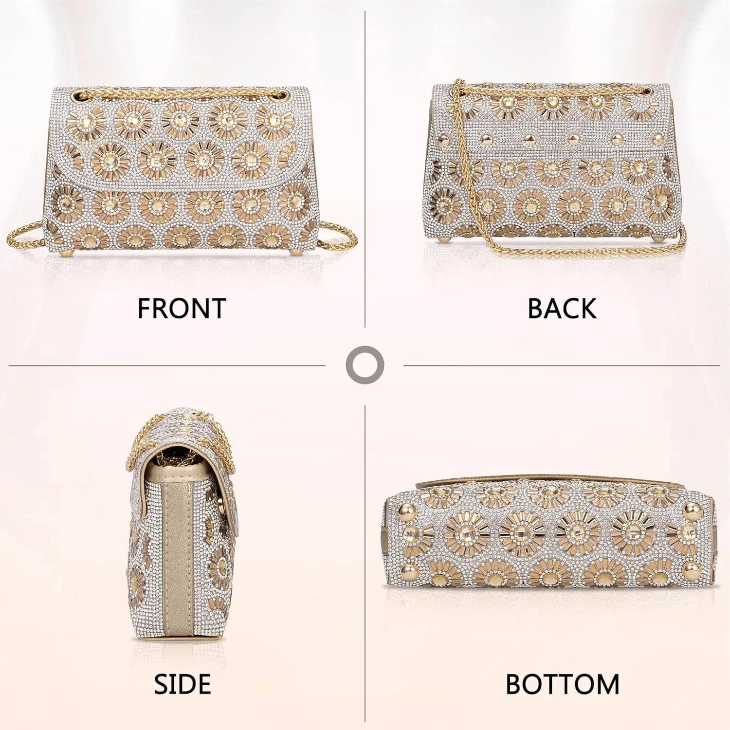 Tmore Evening Purses for Women Shoulder Bags Handbags with Chain Rhinestone Purse for Prom Party Wedding