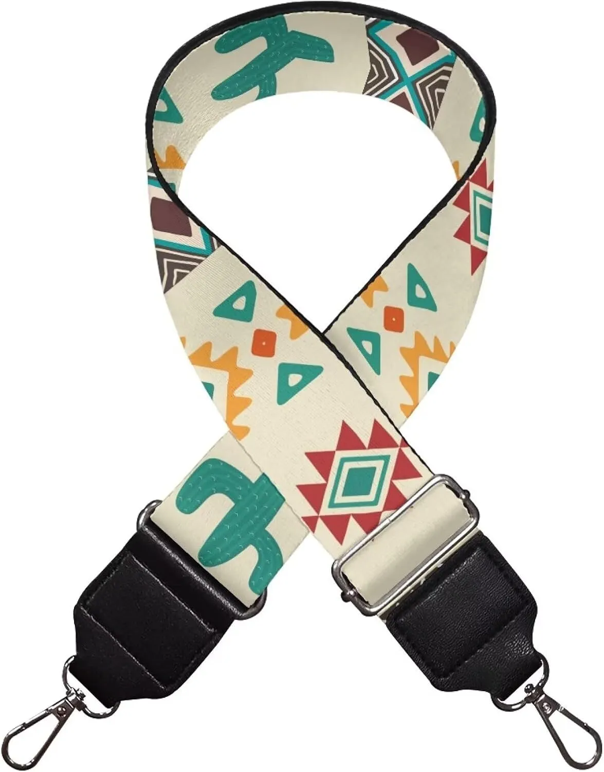 TODIYADDU Beige Geometric Cactus Adjustable Straps Wide Shoulder Strap Guitar Strap for Purses Crossbody Wide Strap Crossbody Bags for Women Men Students Office Workers Fit for Sports