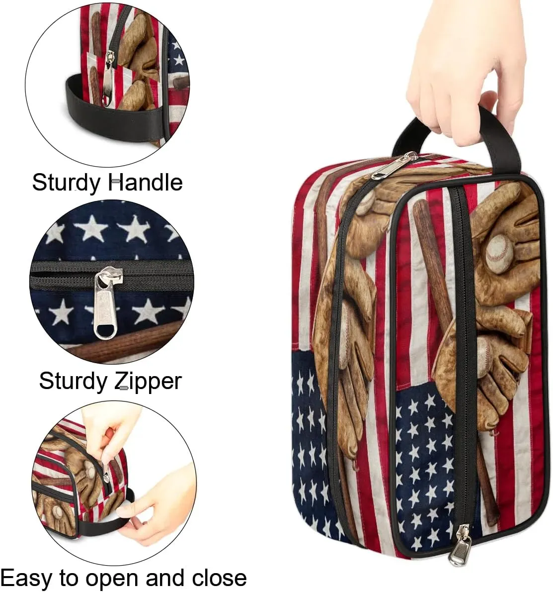 Toiletry Bag for Boys Man,Baseball Glove Travel Toiletry Bag for Woman Comestic Makeup Bag,Waterproof Shaving Bag for Toiletries Accessories Travel Essentials,Sport Ball