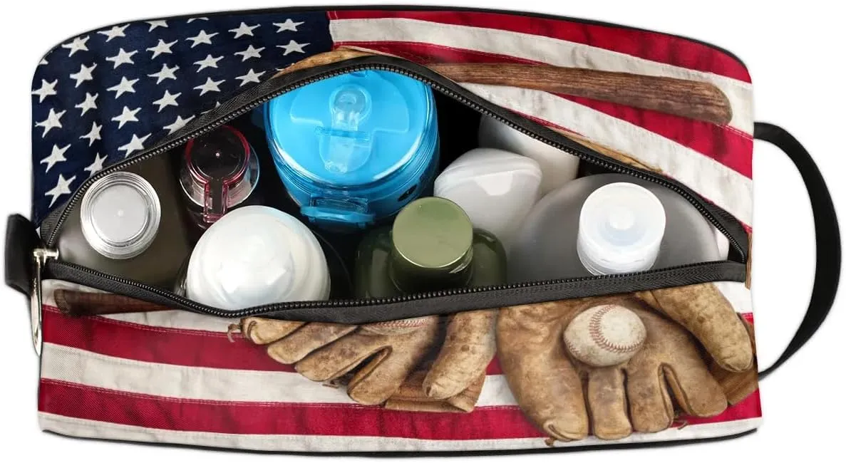 Toiletry Bag for Boys Man,Baseball Glove Travel Toiletry Bag for Woman Comestic Makeup Bag,Waterproof Shaving Bag for Toiletries Accessories Travel Essentials,Sport Ball