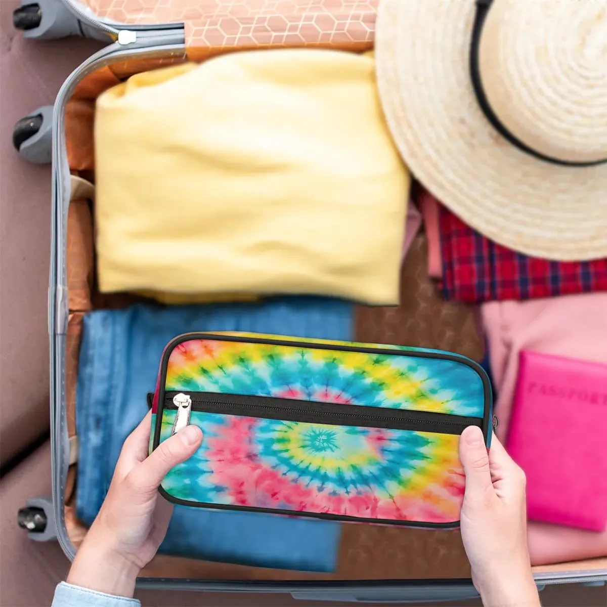 Toiletry Bag for Girls Woman,Rainbow Swirl Tie Dye Travel Toiletry Bag for Man Comestic Makeup Bag,Waterproof Shaving Bag for Toiletries Accessories Travel Essentials
