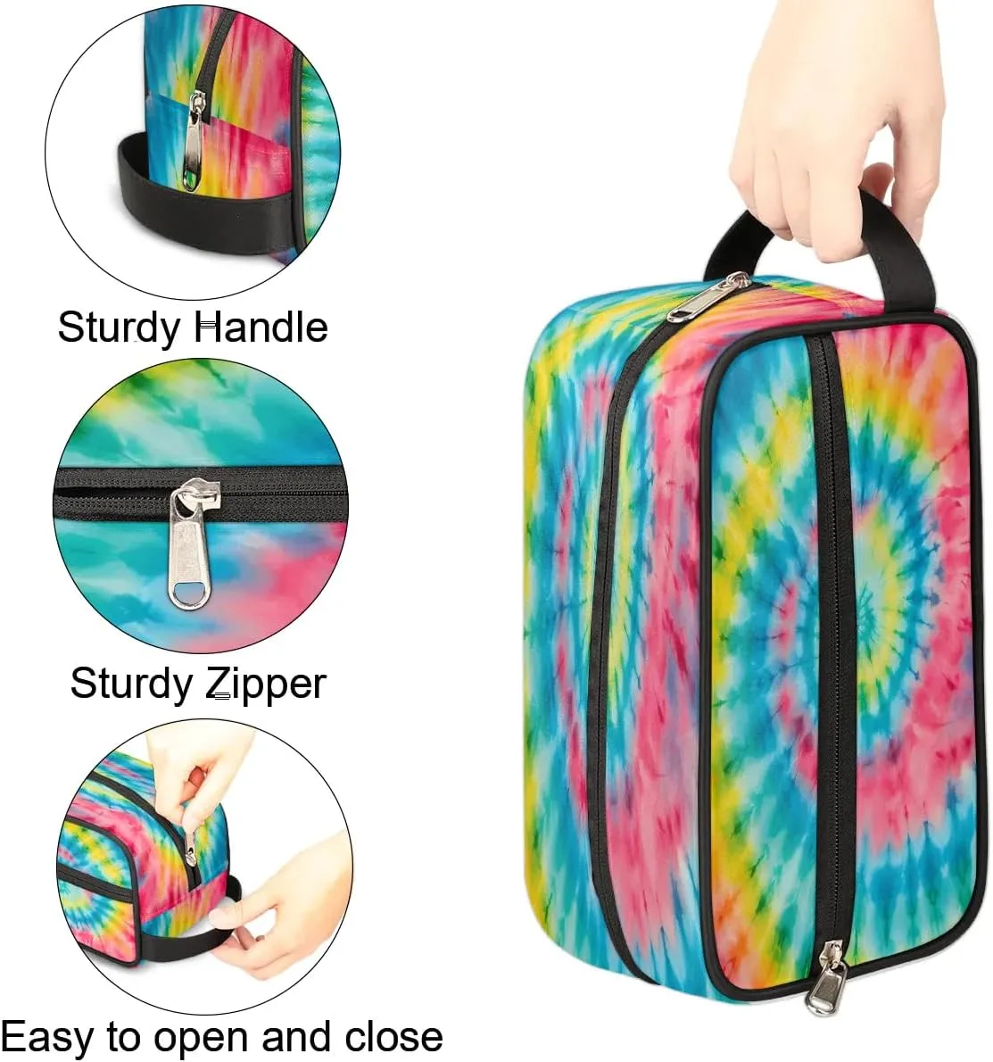 Toiletry Bag for Girls Woman,Rainbow Swirl Tie Dye Travel Toiletry Bag for Man Comestic Makeup Bag,Waterproof Shaving Bag for Toiletries Accessories Travel Essentials