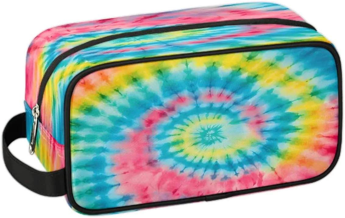 Toiletry Bag for Girls Woman,Rainbow Swirl Tie Dye Travel Toiletry Bag for Man Comestic Makeup Bag,Waterproof Shaving Bag for Toiletries Accessories Travel Essentials