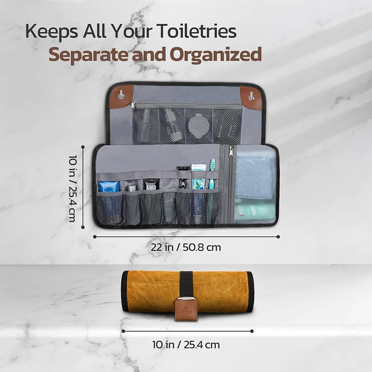 Toiletry Bag for Men, Travel Essentials Travel Toiletry Bag, Water-Resistant Compact Bathroom Roll Organizer for Hygiene, Shaving kit, Gifts for men