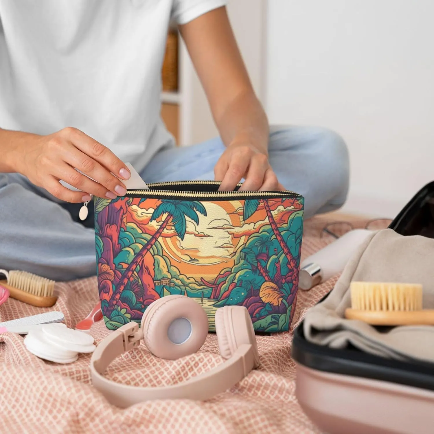 Toiletry Bag for Women Men Dopp Kit Travel Makeup Bag Forest Patterns Make Up Organizers Cosmetic Bag
