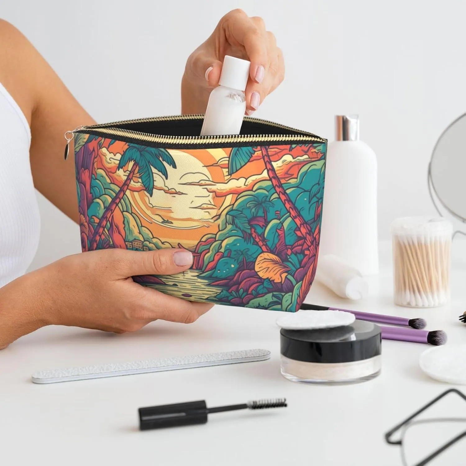 Toiletry Bag for Women Men Dopp Kit Travel Makeup Bag Forest Patterns Make Up Organizers Cosmetic Bag