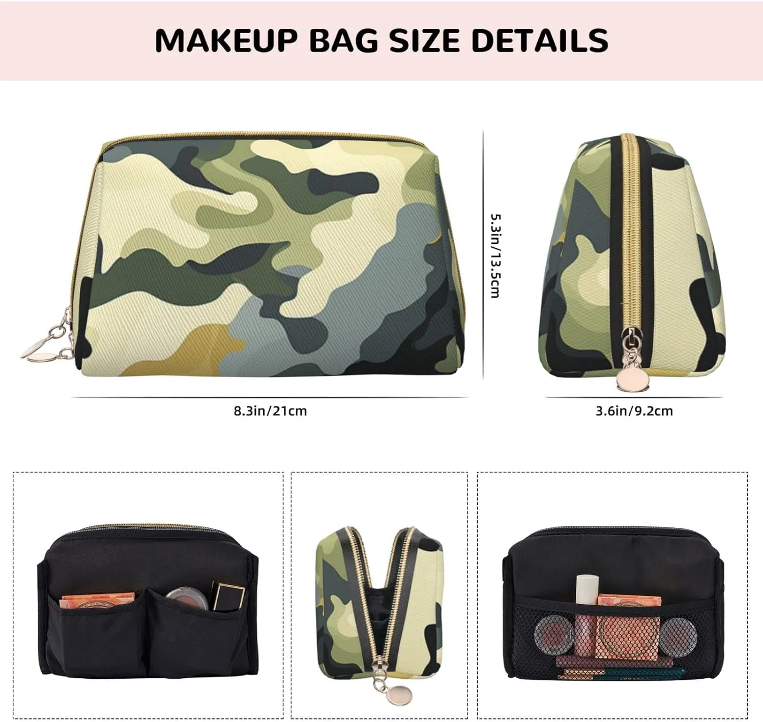 Toiletry Bag for Women Men Dopp Kit Travel Makeup Bag Khaki Camouflage Make Up Organizers Cosmetic Bag