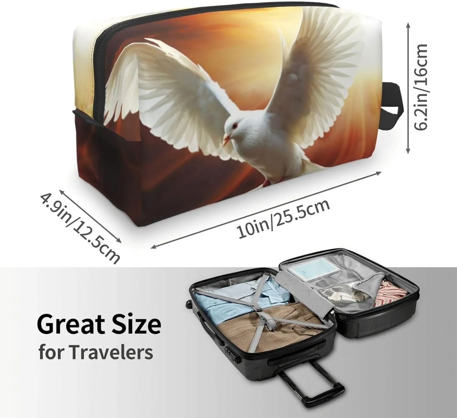 Toiletry Bag for Women Men Dopp Kit Travel Makeup Bag Make Up Organizers Cosmetic Bag Dove Sun Art Hanging Toiletry Bag Shaving Bag with Large Capacity for Travel
