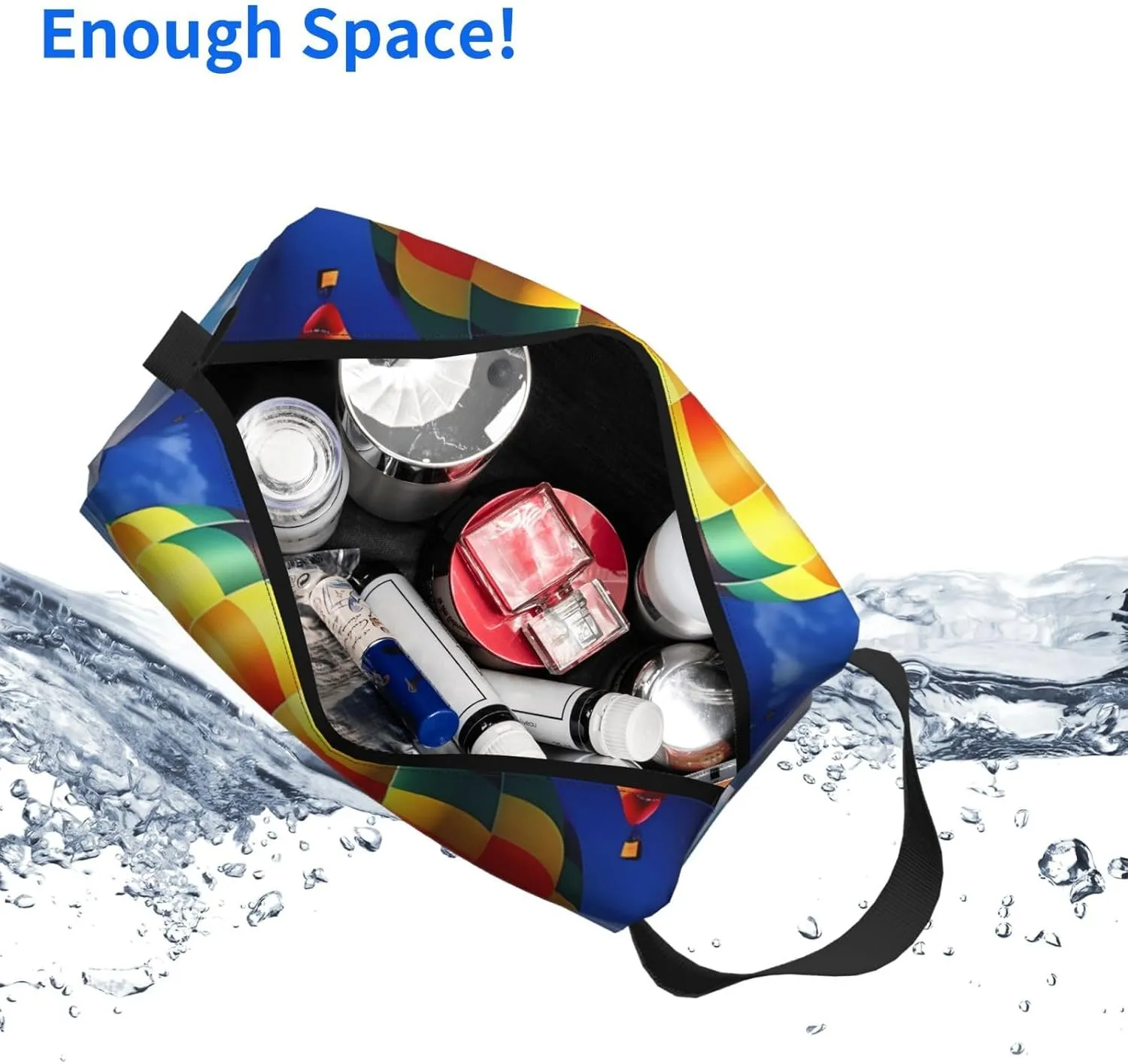 Toiletry Bag for Women Men Dopp Kit Travel Makeup Bag Make Up Organizers Cosmetic Bag Hot Air Balloons Hanging Toiletry Bag Shaving Bag with Large Capacity for Travel