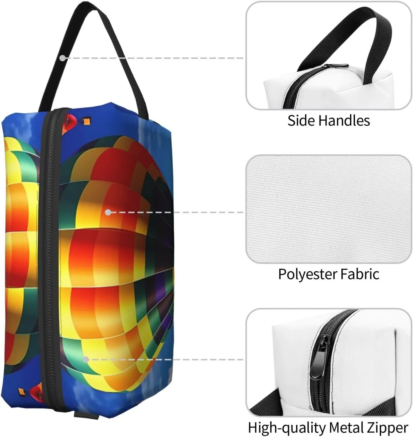 Toiletry Bag for Women Men Dopp Kit Travel Makeup Bag Make Up Organizers Cosmetic Bag Hot Air Balloons Hanging Toiletry Bag Shaving Bag with Large Capacity for Travel