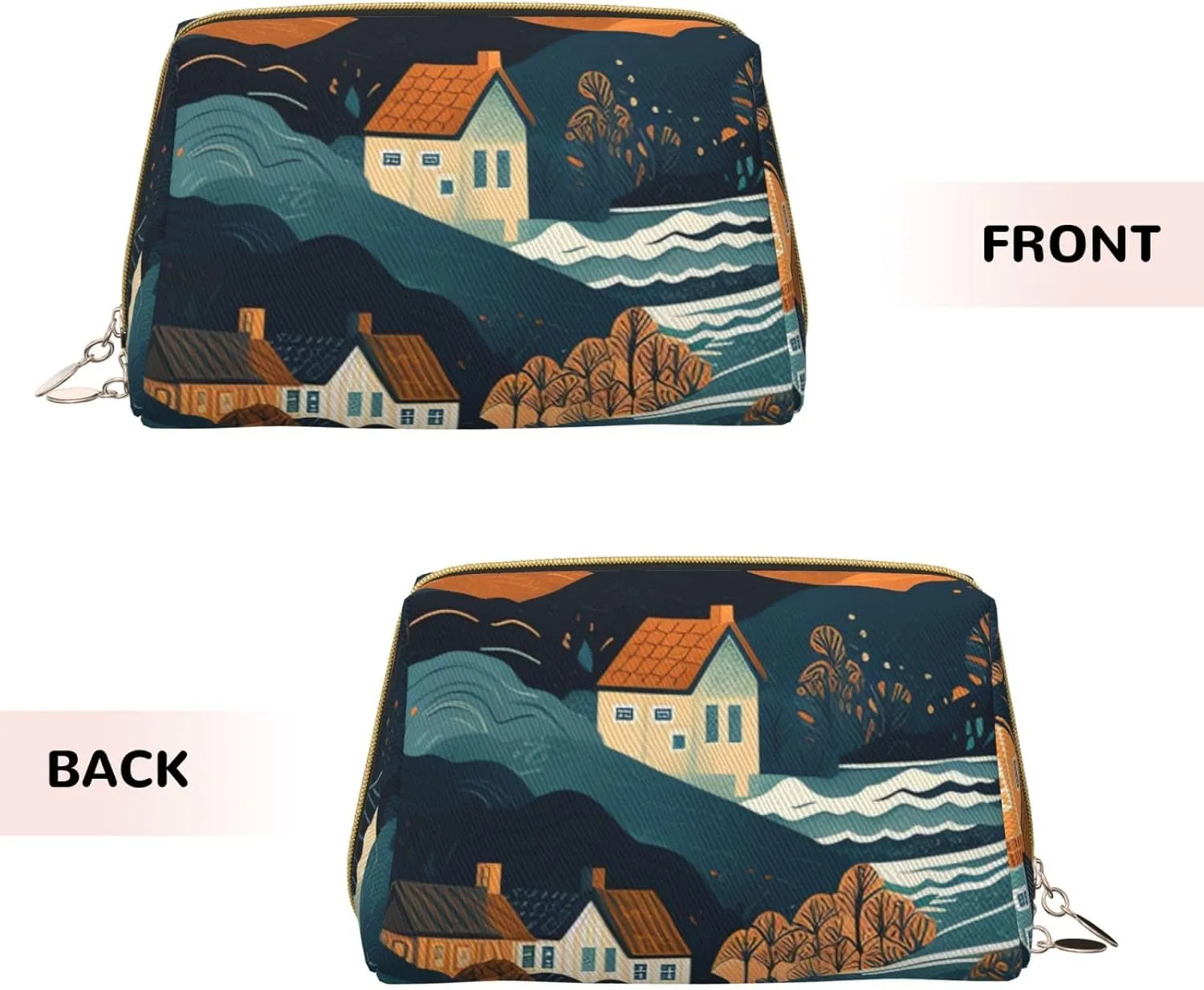 Toiletry Bag for Women Men Dopp Kit Travel Makeup Bag Mountains and Houses Make Up Organizers Cosmetic Bag