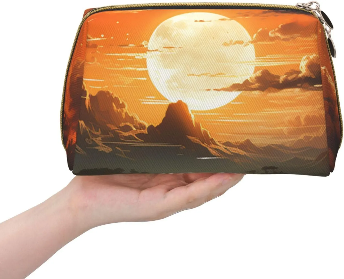 Toiletry Bag for Women Men Dopp Kit Travel Makeup Bag Orange Landscape Make Up Organizers Cosmetic Bag