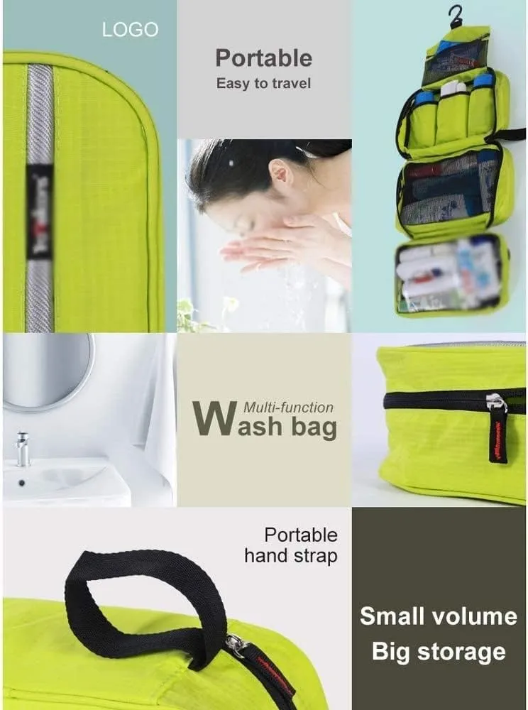 Toiletry Bags for Traveling,Toiletry Bag for Men & Women,Hanging Compact Hygiene Bag with 4 Compartments,Waterproof Bathroom Shower Bag(Tender green)